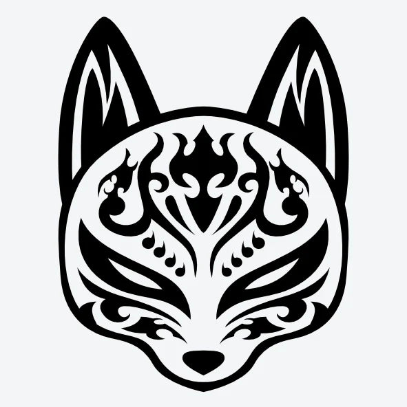 Tijdelijke tattoo van een Kitsune masker