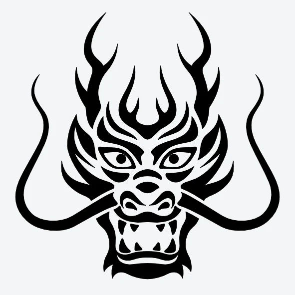 Tijdelijke-tattoo-van-een-draak-masker