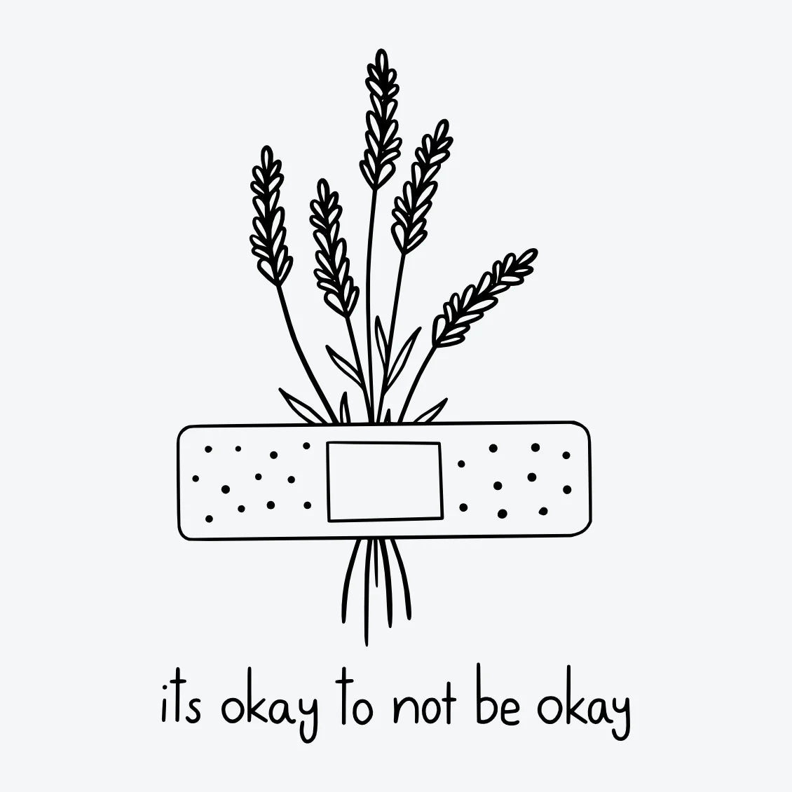 Tijdelijke-tattoo-van-een-boeket-bloemen-met-een-plijster-erop-en-de-woorden-its-okay-to-not-be-okay