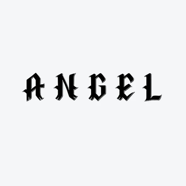 Tijdelijke-tattoo-van-de-letters-angel-in-een-gotisch-lettertype