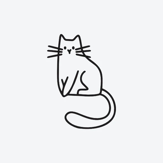 Tijdelijke-tattoo-van-een-schattige-kat-in-lijnstijl