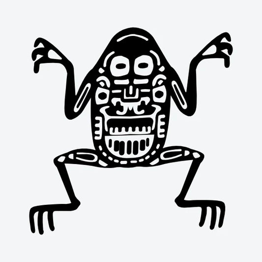 Tijdelijke-tattoo-van-de-Azteekse-kikker-in-symbolische-stijl