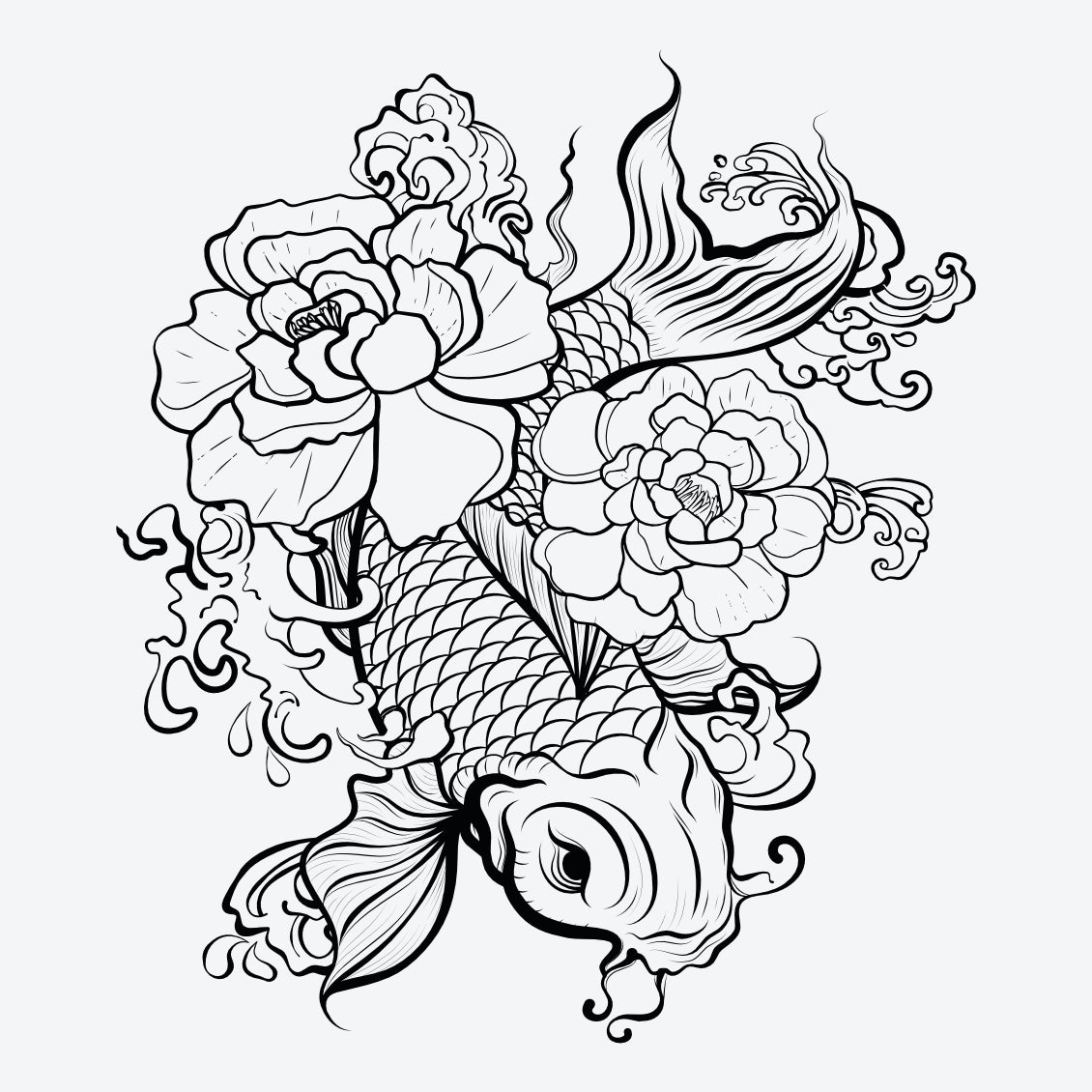 INK060-Tijdelijke-tattoo-koi-vis-vissen-bloemen-1