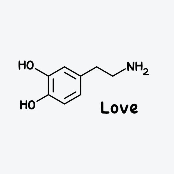 Tijdelijke-tattoo-van-een-molecule-dopamine-met-effect-van-liefde-en-love